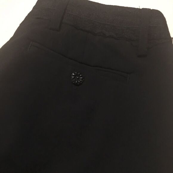 Daisy Fuentes size 2P wide leg black dress pants lace belt band - Picture 3 of 6